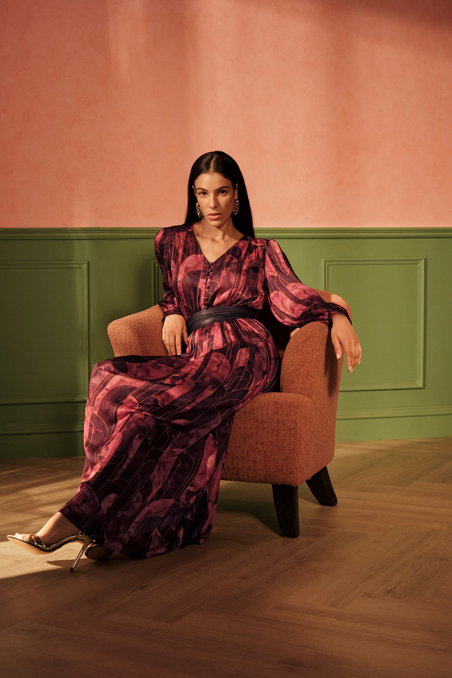 Pinot Promenade Viscose Maxi Dress, Wine, image 2